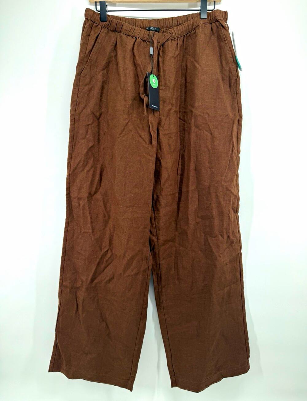 Rails Women's XL Emmie Brown Linen Woven Wide-Leg Pants Elastic Waist NWT